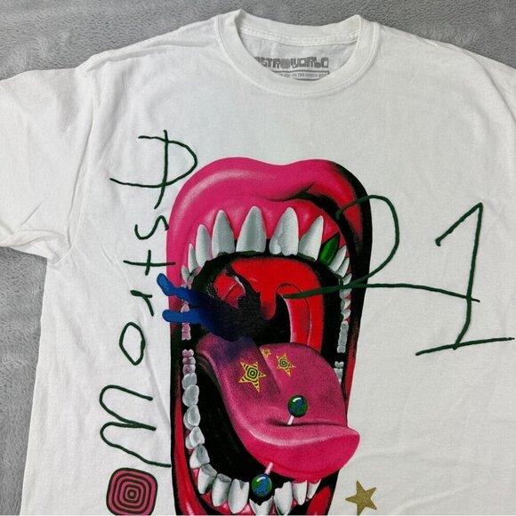 Travis Scott Astroworld 2021 Festival Merch Men's Sz Small White Large 3D NWOT - Picture 10 of 11